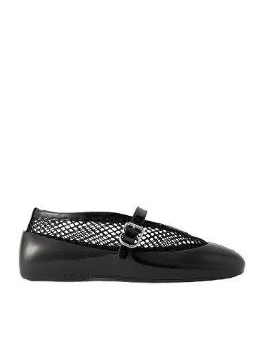 Alaïa Patent Leather-trimmed Mesh And Rubber Ballet Flats | Thumbnail 1 Alaïa Patent Leather-trimmed Mesh And Rubber Ballet Flats | Thumbnail 1