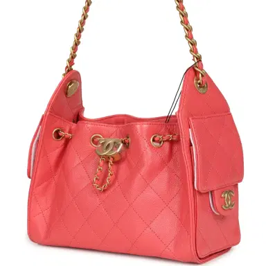 Chanel Chanel Mini 25 Hobo Bag Coral Pink Caviar Antique Gold Hardware | Thumbnail 5 Chanel Chanel Mini 25 Hobo Bag Coral Pink Caviar Antique Gold Hardware | Thumbnail 5