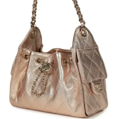 Chanel Chanel Mini 25 Hobo Bag Metallic Rose Gold Caviar Caviar Light Gold Hardware | Thumbnail 3 Chanel Chanel Mini 25 Hobo Bag Metallic Rose Gold Caviar Caviar Light Gold Hardware | Thumbnail 3