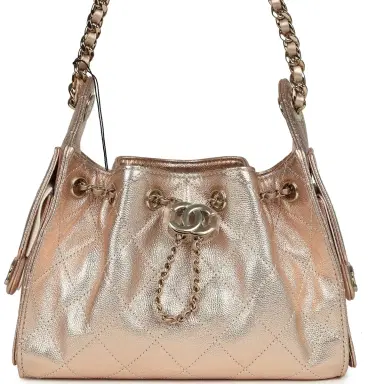 Chanel Chanel Mini 25 Hobo Bag Metallic Rose Gold Caviar Caviar Light Gold Hardware | Thumbnail 1 Chanel Chanel Mini 25 Hobo Bag Metallic Rose Gold Caviar Caviar Light Gold Hardware | Thumbnail 1