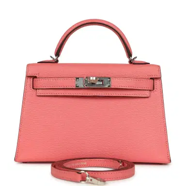 HERMÈS Hermes Kelly Sellier 20 Rose Lipstick Chevre Mysore Palladium Hardware | Thumbnail 1 HERMÈS Hermes Kelly Sellier 20 Rose Lipstick Chevre Mysore Palladium Hardware | Thumbnail 1