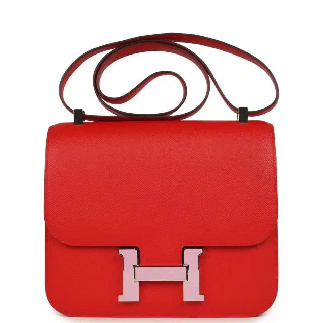 Pre-owned Hermes Constance 24 Rouge De Coeur Epsom Lacquered Palladium Hardware Pre-owned Hermes Constance 24 Rouge De Coeur Epsom Lacquered Palladium Hardware