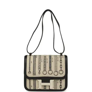 HERMÈS Pre-owned Hermes Constance 24 Toile De Camp Déchaînée and Black Swift Palladium Hardware | Thumbnail 7 HERMÈS Pre-owned Hermes Constance 24 Toile De Camp Déchaînée and Black Swift Palladium Hardware | Thumbnail 7