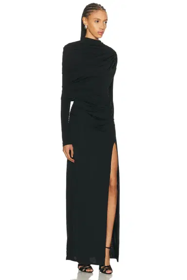 Lapointe Jersey Asymmetrical Shawl Draped Gown | Thumbnail 2 Lapointe Jersey Asymmetrical Shawl Draped Gown | Thumbnail 2