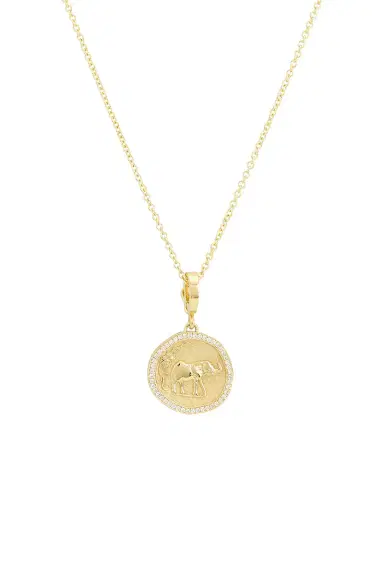 Azlee Elefante Small Pave Coin Necklace | Thumbnail 2 Azlee Elefante Small Pave Coin Necklace | Thumbnail 2