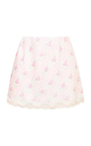 LoveShackFancy Bernes Floral Satin Mini Skirt | Thumbnail 1 LoveShackFancy Bernes Floral Satin Mini Skirt | Thumbnail 1