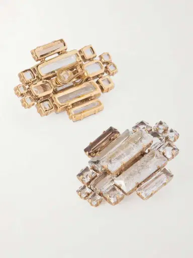 Saint Laurent Oversized Gold-tone Crystal Clip Earrings | Thumbnail 3 Saint Laurent Oversized Gold-tone Crystal Clip Earrings | Thumbnail 3