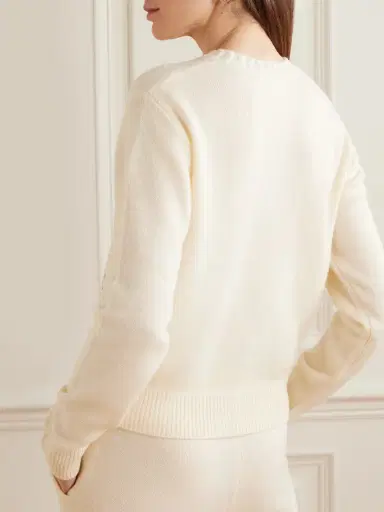 Sporty & Rich Src Cropped Embroidered Cashmere And Wool-blend Sweater | Thumbnail 3 Sporty & Rich Src Cropped Embroidered Cashmere And Wool-blend Sweater | Thumbnail 3
