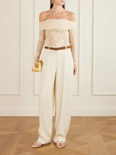 Zimmermann Off-the-shoulder Ruched Jersey And Stretch-lace Bodysuit | Thumbnail 2 Zimmermann Off-the-shoulder Ruched Jersey And Stretch-lace Bodysuit | Thumbnail 2