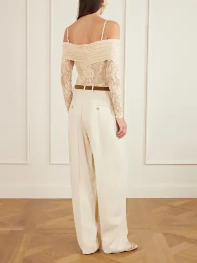 Zimmermann Off-the-shoulder Ruched Jersey And Stretch-lace Bodysuit | Thumbnail 4 Zimmermann Off-the-shoulder Ruched Jersey And Stretch-lace Bodysuit | Thumbnail 4