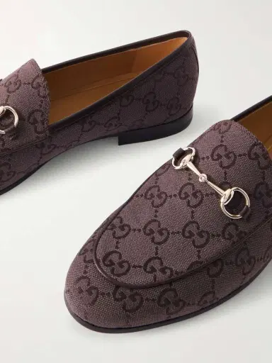 Gucci Jordaan Horsebit-detailed Leather-trimmed Canvas-jacquard Loafers | Thumbnail 5 Gucci Jordaan Horsebit-detailed Leather-trimmed Canvas-jacquard Loafers | Thumbnail 5