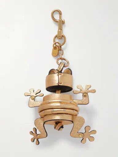 Anya Hindmarch Frog Gold-tone Studded Metallic Leather Keychain | Thumbnail 3 Anya Hindmarch Frog Gold-tone Studded Metallic Leather Keychain | Thumbnail 3