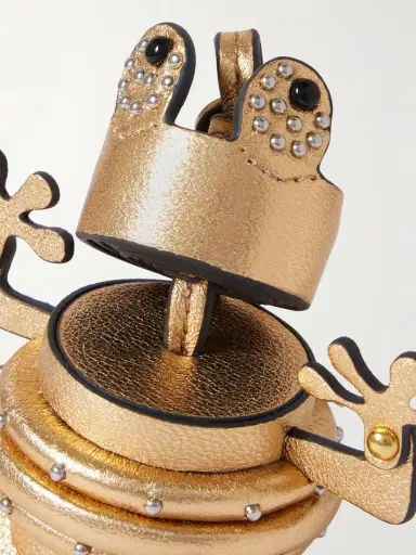 Anya Hindmarch Frog Gold-tone Studded Metallic Leather Keychain | Thumbnail 4 Anya Hindmarch Frog Gold-tone Studded Metallic Leather Keychain | Thumbnail 4