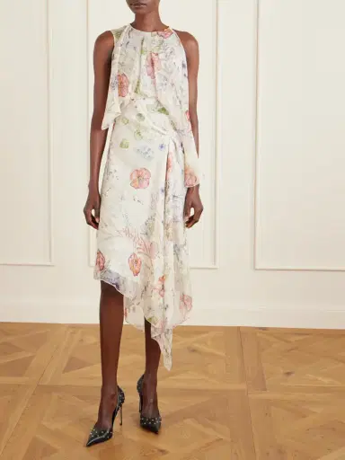 McQueen Ruffled Floral-print Silk-chiffon Midi Dress | Thumbnail 2 McQueen Ruffled Floral-print Silk-chiffon Midi Dress | Thumbnail 2