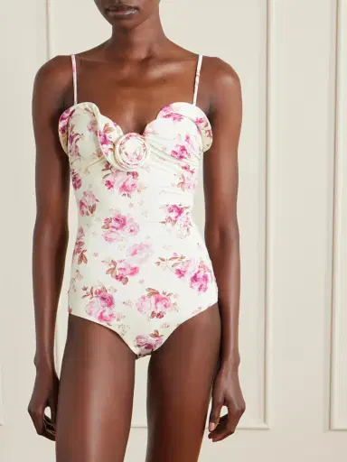 Magda Butrym Embellished Gathered Floral-print Swimsuit | Thumbnail 2 Magda Butrym Embellished Gathered Floral-print Swimsuit | Thumbnail 2