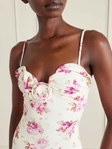 Magda Butrym Embellished Gathered Floral-print Swimsuit | Thumbnail 4 Magda Butrym Embellished Gathered Floral-print Swimsuit | Thumbnail 4