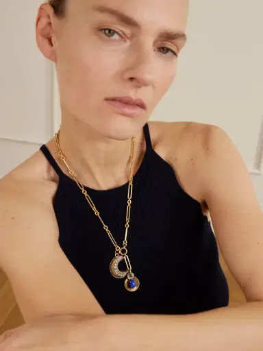 MAISON MAYLE Soli Luna Gold-plated, Crystal And Lapis Lazuli Necklace | Thumbnail 5 MAISON MAYLE Soli Luna Gold-plated, Crystal And Lapis Lazuli Necklace | Thumbnail 5