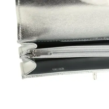 Chanel Chanel Top Handle Wallet On Chain WOC Metallic Silver Shiny Caviar Silver Hardware | Thumbnail 11 Chanel Chanel Top Handle Wallet On Chain WOC Metallic Silver Shiny Caviar Silver Hardware | Thumbnail 11
