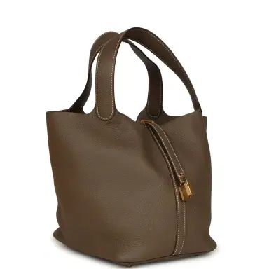 HERMÈS Hermes Picotin Lock 22 Etoupe Clemence Gold Hardware | Thumbnail 2 HERMÈS Hermes Picotin Lock 22 Etoupe Clemence Gold Hardware | Thumbnail 2
