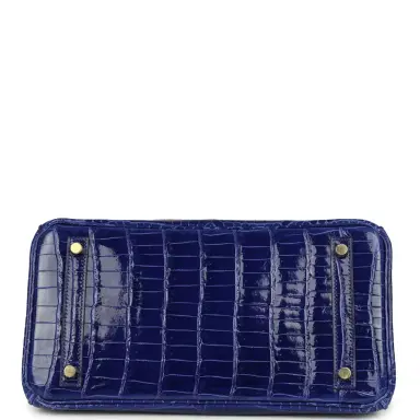 HERMÈS Pre-owned Hermes Birkin 30 Bleu Electric Shiny Porosus Crocodile Gold Hardware | Thumbnail 6 HERMÈS Pre-owned Hermes Birkin 30 Bleu Electric Shiny Porosus Crocodile Gold Hardware | Thumbnail 6