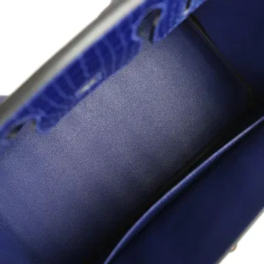 HERMÈS Pre-owned Hermes Birkin 30 Bleu Electric Shiny Porosus Crocodile Gold Hardware | Thumbnail 8 HERMÈS Pre-owned Hermes Birkin 30 Bleu Electric Shiny Porosus Crocodile Gold Hardware | Thumbnail 8