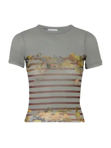Jean Paul Gaultier Marinière Grape Printed Mesh T-shirt | Thumbnail 1 Jean Paul Gaultier Marinière Grape Printed Mesh T-shirt | Thumbnail 1