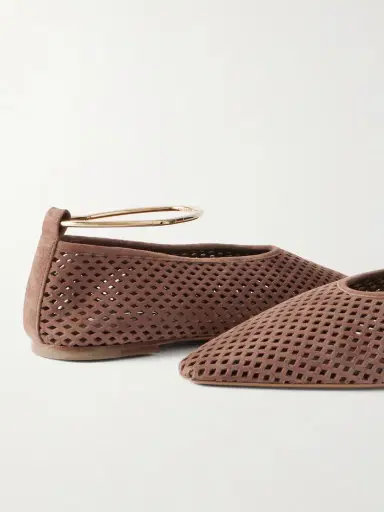 Jil Sander Ballerina Embellished Laser-cut Suede Pointed-toe Ballet Flats | Thumbnail 5 Jil Sander Ballerina Embellished Laser-cut Suede Pointed-toe Ballet Flats | Thumbnail 5