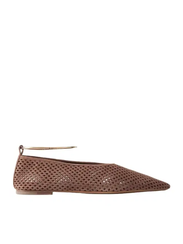 Ballerina Embellished Laser-cut Suede Pointed-toe Ballet Flats Ballerina Embellished Laser-cut Suede Pointed-toe Ballet Flats