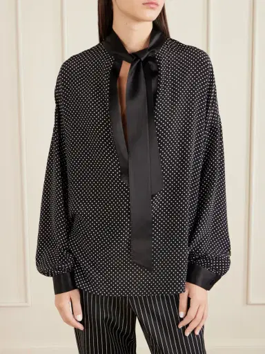 Tom Ford Pussy-bow Polka-dot Silk-satin Blouse | Thumbnail 3 Tom Ford Pussy-bow Polka-dot Silk-satin Blouse | Thumbnail 3