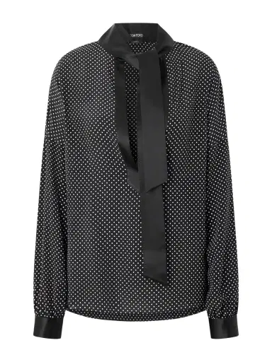 Tom Ford Pussy-bow Polka-dot Silk-satin Blouse | Thumbnail 1 Tom Ford Pussy-bow Polka-dot Silk-satin Blouse | Thumbnail 1