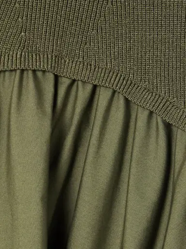 Simkhai Ovie Pleated Ribbed-knit Trimmed Cotton-poplin Midi Skirt | Thumbnail 4 Simkhai Ovie Pleated Ribbed-knit Trimmed Cotton-poplin Midi Skirt | Thumbnail 4