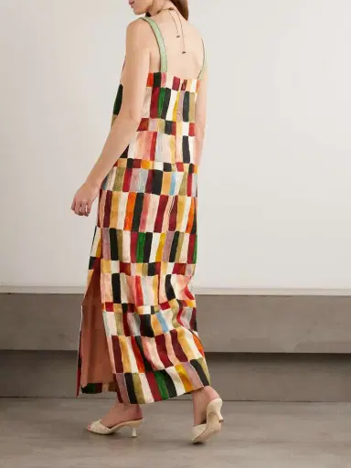 ALÉMAIS + Laurence Leenaert Marjorelle Bead-embellished Printed Linen And Silk-blend Midi Dress | Thumbnail 3 ALÉMAIS + Laurence Leenaert Marjorelle Bead-embellished Printed Linen And Silk-blend Midi Dress | Thumbnail 3