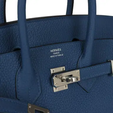 HERMÈS Hermes Birkin 25 Bleu Tie Togo Palladium Hardware | Thumbnail 7 HERMÈS Hermes Birkin 25 Bleu Tie Togo Palladium Hardware | Thumbnail 7