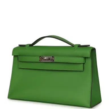 HERMÈS Hermes Kelly Pochette Vert Yucca Swift Palladium Hardware | Thumbnail 5 HERMÈS Hermes Kelly Pochette Vert Yucca Swift Palladium Hardware | Thumbnail 5