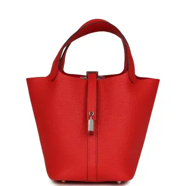 HERMÈS Hermes Picotin Lock 18 Rouge Radieux Clemence Palladium Hardware | Thumbnail 1 HERMÈS Hermes Picotin Lock 18 Rouge Radieux Clemence Palladium Hardware | Thumbnail 1