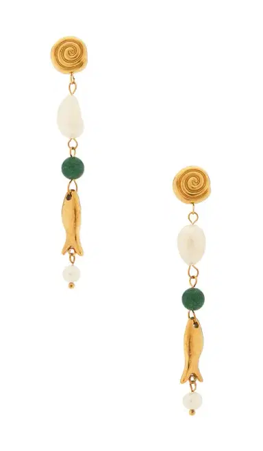 Casa Clara La Paz Wood And Gold Beaded Earring | Thumbnail 1 Casa Clara La Paz Wood And Gold Beaded Earring | Thumbnail 1