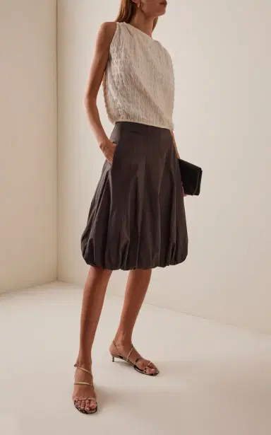 Proenza Schouler White Label Kyra Rumpled Cotton Midi Skirt | Thumbnail 2 Proenza Schouler White Label Kyra Rumpled Cotton Midi Skirt | Thumbnail 2