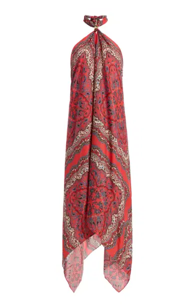 Cara Cara Twist Paisley Twill Midi Halter Dress | Thumbnail 1 Cara Cara Twist Paisley Twill Midi Halter Dress | Thumbnail 1