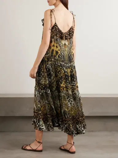 Camilla Ruffled Tiered Leopard-print Embellished Fil Coupé Midi Dress | Thumbnail 3 Camilla Ruffled Tiered Leopard-print Embellished Fil Coupé Midi Dress | Thumbnail 3