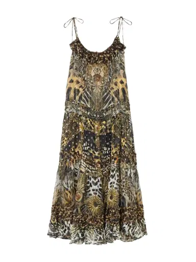Camilla Ruffled Tiered Leopard-print Embellished Fil Coupé Midi Dress | Thumbnail 1 Camilla Ruffled Tiered Leopard-print Embellished Fil Coupé Midi Dress | Thumbnail 1