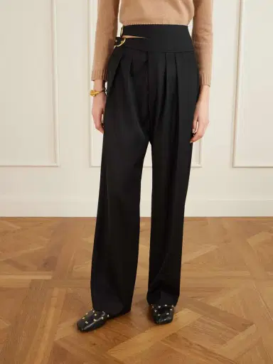 Chloé Buckled Cutout Grain De Poudre Wool Tapered Pants | Thumbnail 3 Chloé Buckled Cutout Grain De Poudre Wool Tapered Pants | Thumbnail 3