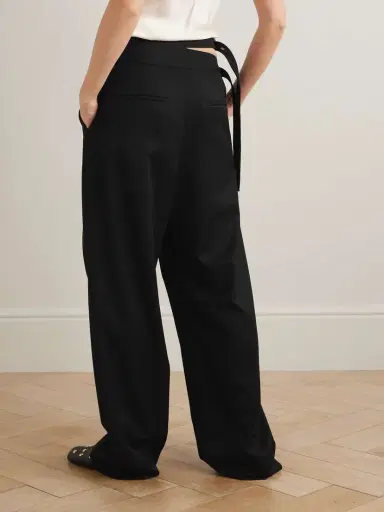 Chloé Buckled Cutout Grain De Poudre Wool Tapered Pants | Thumbnail 4 Chloé Buckled Cutout Grain De Poudre Wool Tapered Pants | Thumbnail 4
