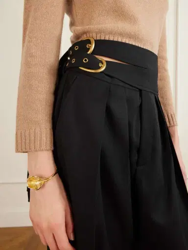 Chloé Buckled Cutout Grain De Poudre Wool Tapered Pants | Thumbnail 5 Chloé Buckled Cutout Grain De Poudre Wool Tapered Pants | Thumbnail 5