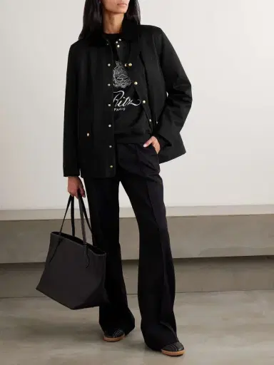 Frame + Ritz Paris Corduroy-trimmed Embroidered Cotton-twill Jacket | Thumbnail 2 Frame + Ritz Paris Corduroy-trimmed Embroidered Cotton-twill Jacket | Thumbnail 2