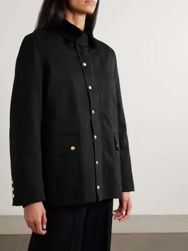 Frame + Ritz Paris Corduroy-trimmed Embroidered Cotton-twill Jacket | Thumbnail 3 Frame + Ritz Paris Corduroy-trimmed Embroidered Cotton-twill Jacket | Thumbnail 3