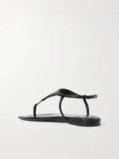 Saint Laurent Cassandre Logo-embellished Leather Slingback Sandals | Thumbnail 3 Saint Laurent Cassandre Logo-embellished Leather Slingback Sandals | Thumbnail 3