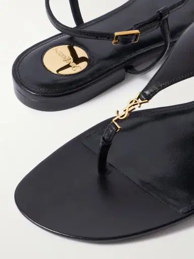 Saint Laurent Cassandre Logo-embellished Leather Slingback Sandals | Thumbnail 4 Saint Laurent Cassandre Logo-embellished Leather Slingback Sandals | Thumbnail 4