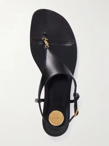 Saint Laurent Cassandre Logo-embellished Leather Slingback Sandals | Thumbnail 5 Saint Laurent Cassandre Logo-embellished Leather Slingback Sandals | Thumbnail 5