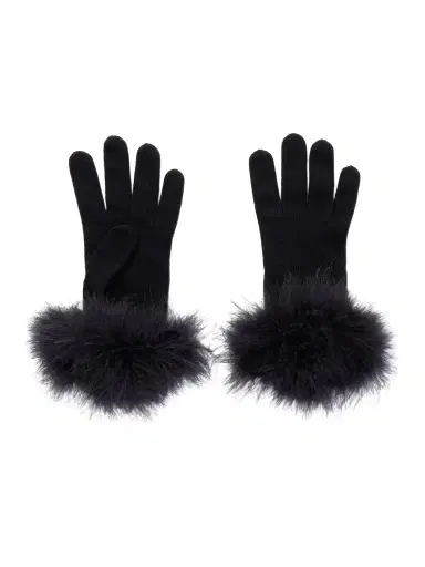 Valentino Garavani Feather-trimmed Wool Gloves | Thumbnail 1 Valentino Garavani Feather-trimmed Wool Gloves | Thumbnail 1