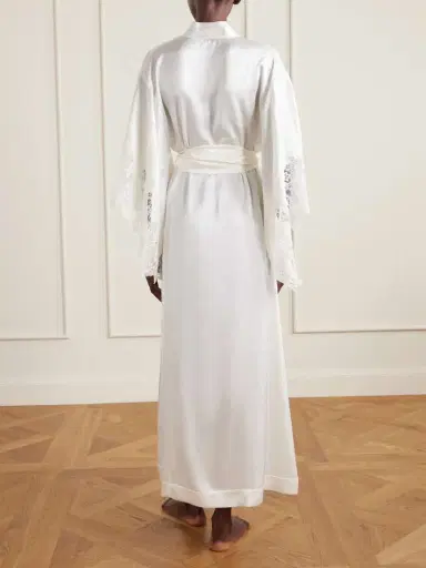 Carine Gilson Belted Lace-trimmed Silk-satin Kimono | Thumbnail 3 Carine Gilson Belted Lace-trimmed Silk-satin Kimono | Thumbnail 3